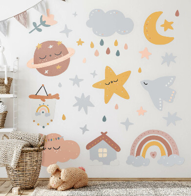 Muur stickers 80x132 Boho in pasteltinten van lucht en ruimte