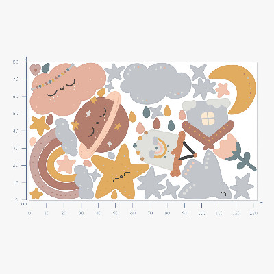 Muur stickers 80x132 Boho in pasteltinten van lucht en ruimte