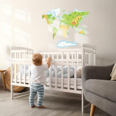 Muur stickers 80x114 Wereldkaart in pastelkleurige educatieve contouren