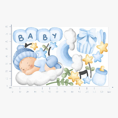 Muur stickers 80x129 Pastelkleurige aquareldecoraties voor een jongen