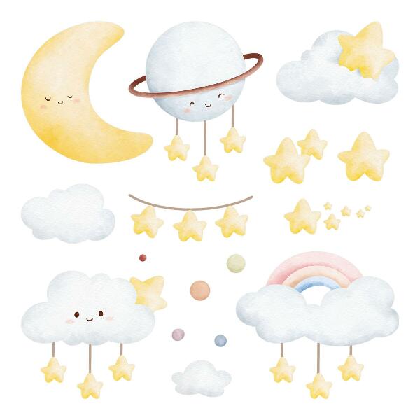 Muur stickers 80x108 Lucht en ruimte in boho-pastelkleuren