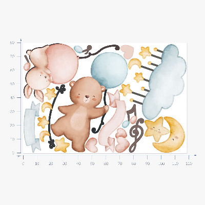 Muur stickers 80x119 Ballondieren in een pastelkleurige lucht