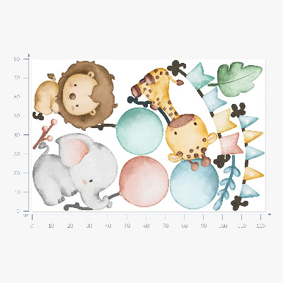 Muur stickers 80x122 Pastelkleurige schattige boho ballondieren