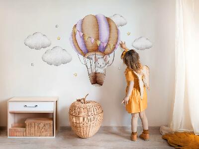 Muur stickers 80x94 De reis van een ballonmuis in pastelkleurige wolken
