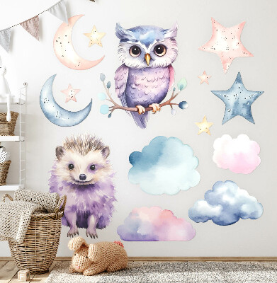 Muur stickers 80x106 Dieren in de pastelmagie van de nachtelijke hemel