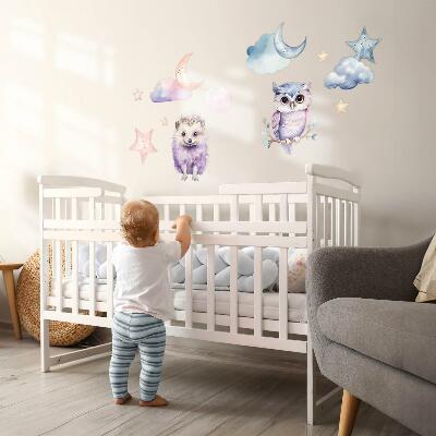 Muur stickers 80x106 Dieren in de pastelmagie van de nachtelijke hemel