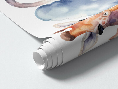 Muur stickers 80x76 Nachtelijke wonderen van de natuur in pastelkleurige aquarelstijl