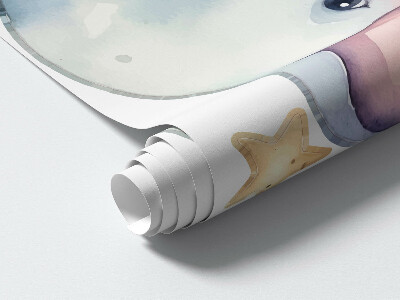 Muur stickers 80x138 Schattige dieren aan de pastelkleurige nachthemel