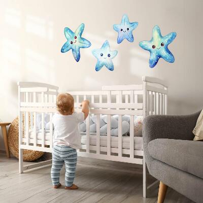 Muur stickers 80x85 Blauwe zeester in aquarelstijl