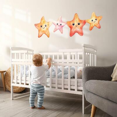 Muur stickers 80x87 Vrolijke pastelkleurige zeester in aquarelstijl