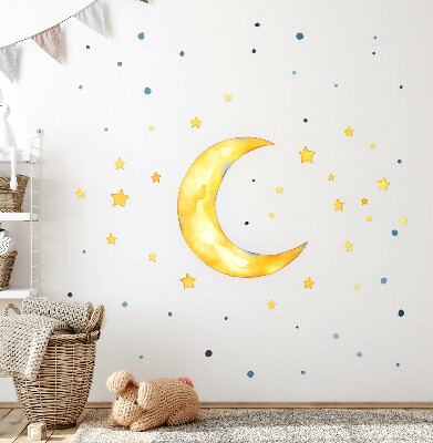 Muur stickers 80x87 Kosmische aquarelhemel met maan en sterren