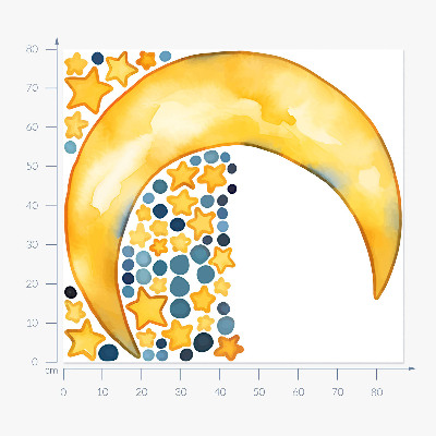 Muur stickers 80x87 Kosmische aquarelhemel met maan en sterren
