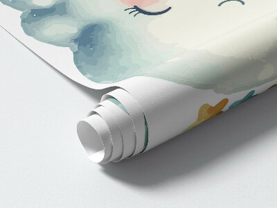 Muur stickers 80x81 Pastelkleurige wolken met de maan en de sterren