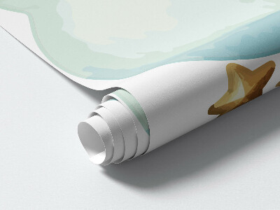 Muur stickers 80x99 Maan en wolken in pastel aquarel