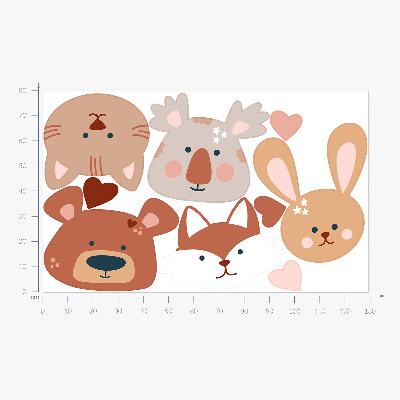 Muur stickers 80x129 Bosdieren in boho pastelharten