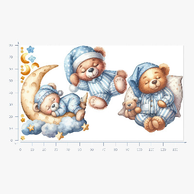 Muur stickers 80x137 Teddyberen in de ruimte aquarel pastel lucht