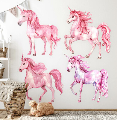 Muur stickers 80x116 Pastel aquarel paarden en eenhoorns