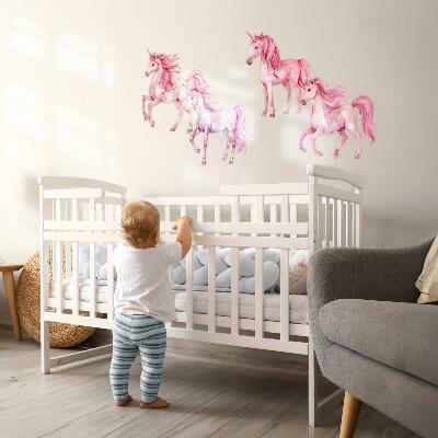 Muur stickers 80x116 Pastel aquarel paarden en eenhoorns