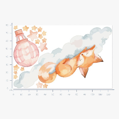 Muur stickers 80x125 Pastelvos in een wolk met sterren en een ballon