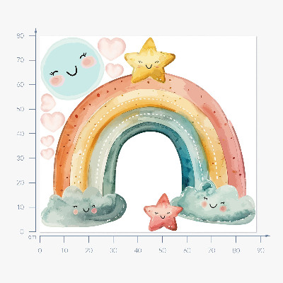 Muur stickers 80x88 Pastelkleurige regenboog met sterren in de natuur