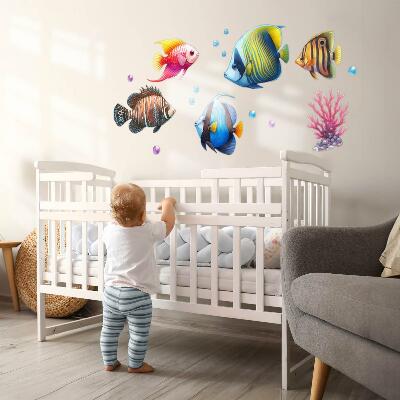 Muur stickers 80x122 De onderwaterwereld van kleurrijke aquarelvissen