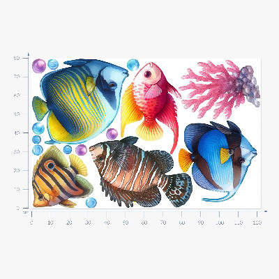 Muur stickers 80x122 De onderwaterwereld van kleurrijke aquarelvissen
