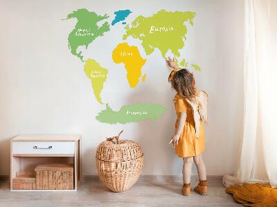 Muur stickers 80x116 Pastelkleurige kaart van continenten, grafische illustratie