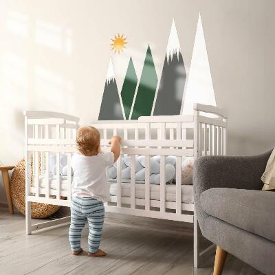 Muur stickers 80x129 Illustratie van met sneeuw bedekte bergtoppen