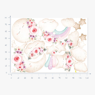 Muur stickers 80x111 Bloemenlucht in een aquarel boho-stijl