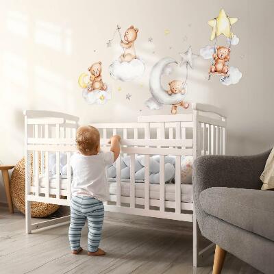 Muur stickers 80x142 Teddyberen in een pastelkleurige lucht aquarel