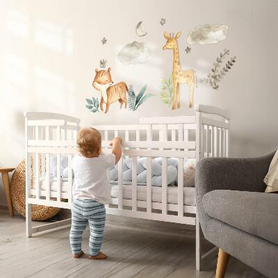 Muur stickers 80x132 Planten en safari in pasteltinten