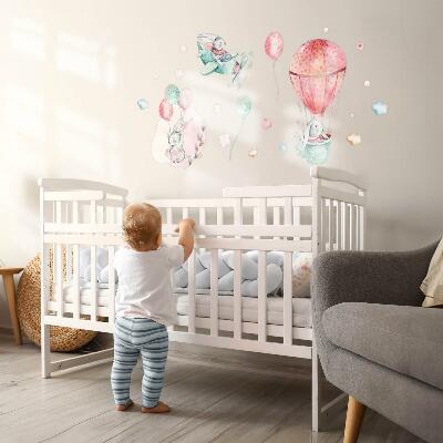 Muur stickers 80x94 Konijntjes in pastel boho-hemel