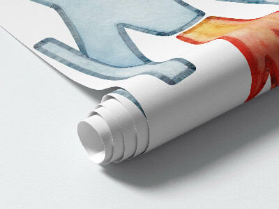 Muur stickers 80x143 Ruimteplaneten met aquarel van astronaut en raket