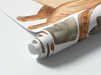 Muur stickers 80x134 Dieren en planten in een delicate, pastelkleurige aquarelstijl