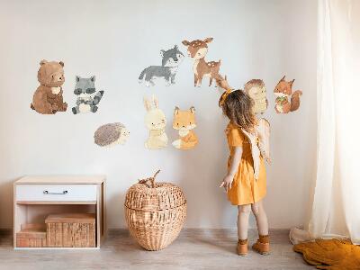 Muur stickers 80x139 Pastelkleurige boswezens in aquarelstijl