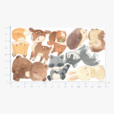 Muur stickers 80x139 Pastelkleurige boswezens in aquarelstijl