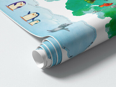 Muur stickers 80x125 Kleurrijke wereldkaart met continenten en natuur