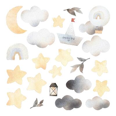 Muur stickers 80x95 Pastel aquarel hemelse natuurmotieven