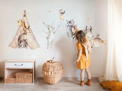 Muur stickers 80x130 Pastelkleurige bosdieren in aquarelstijl