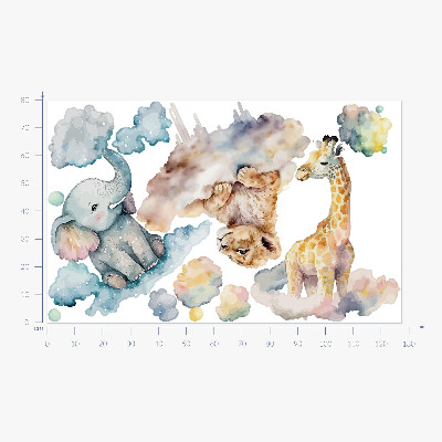 Muur stickers 80x127 Safari met geschilderde wilde dieren in de wolken