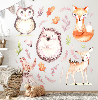 Muur stickers 80x95 Boswezens in pastelwaterverf