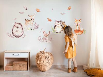 Muur stickers 80x95 Boswezens in pastelwaterverf