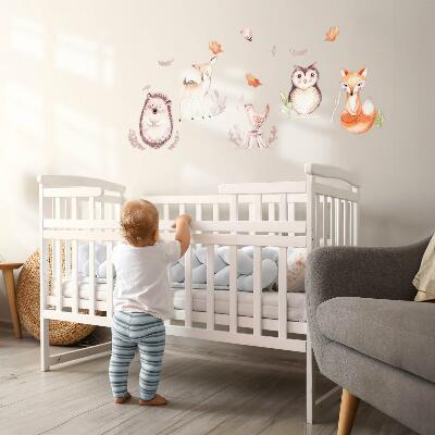 Muur stickers 80x95 Boswezens in pastelwaterverf