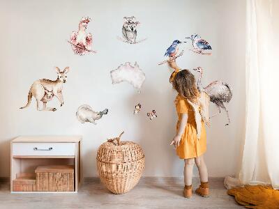 Muur stickers 80x101 Australische fauna in delicate pasteltinten