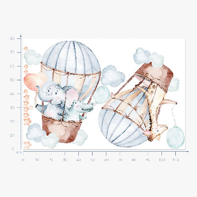 Muur stickers 80x117 Pastelballonnen met aquarelhangers