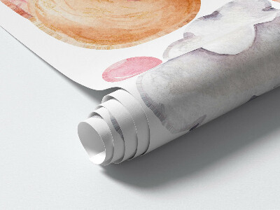 Muur stickers 80x108 Schattige dieren in pastel aquarelstijl