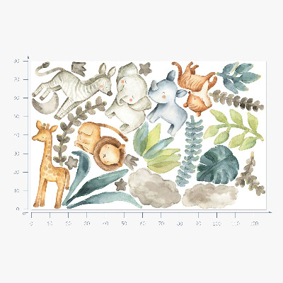 Muur stickers 80x127 Schattige dieren in pastel boho-stijl