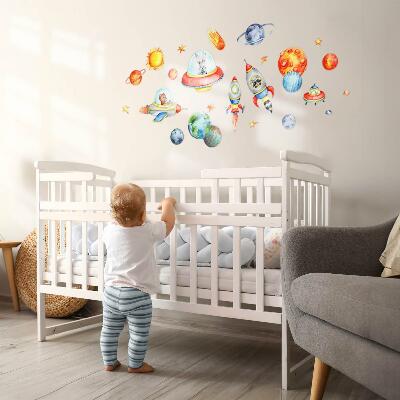 Muur stickers 80x140 Kleurrijke dieren in een aquarelruimte