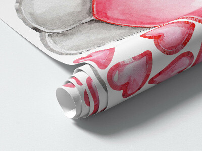 Muur stickers 80x134 Pastel aquarel met kommen en konijnen in harten