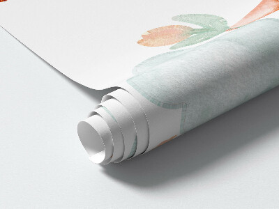 Muur stickers 80x140 Pastelkleurige wezens met ballonnen in de wolken aquarel